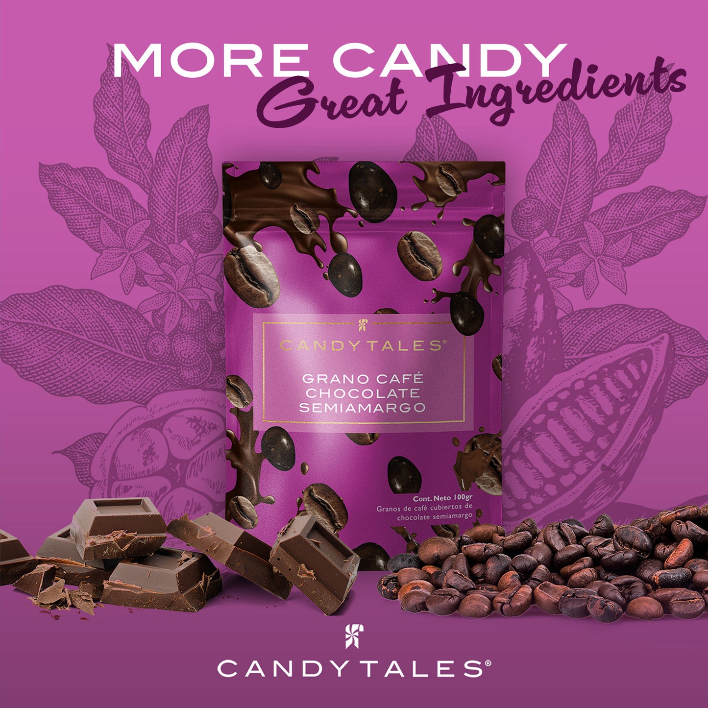 Candy Tales Grano de cafe chocolate semiamargo 100 gr - CandyTales