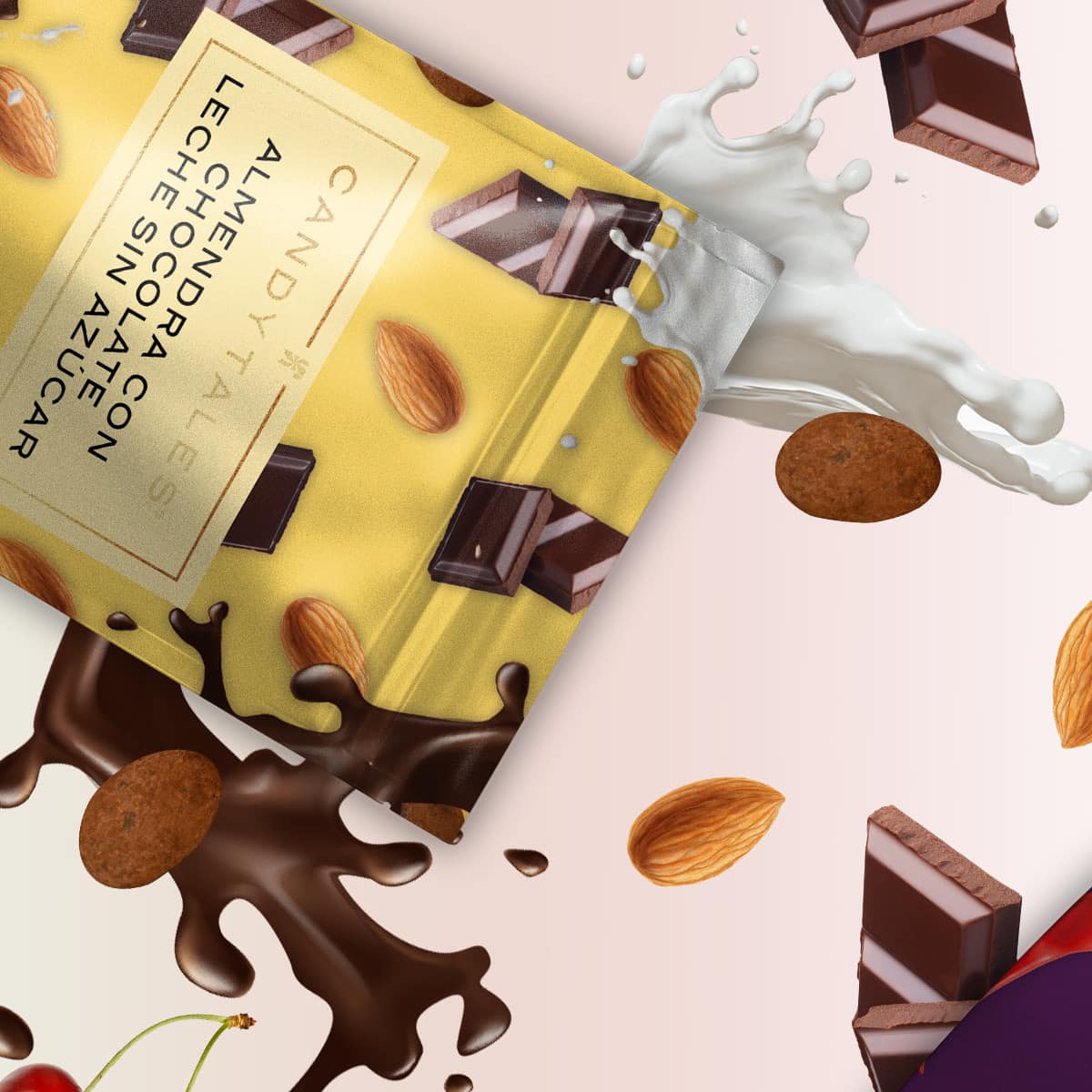 Candy Tales Almendra con chocolate leche sin azúcar 100 gr - CandyTales