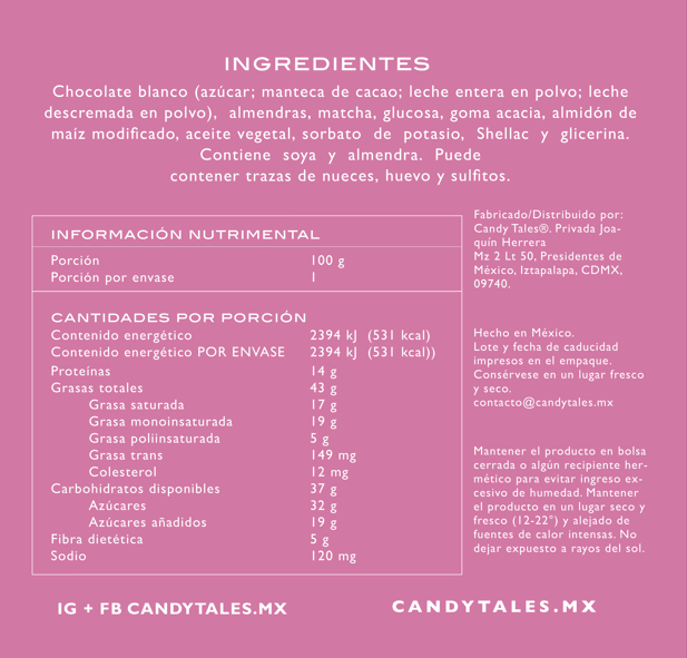 Almendra Chocolate blanco con Matcha - CandyTales