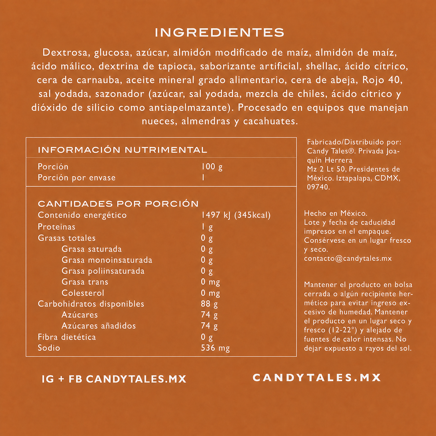 Ingredientes e información nutrimental de Cherry Bombs Enchiladas