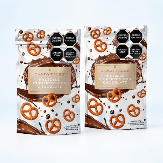 Dúo de pretzels cubiertos con chocolate con leche CandyTales para compartir