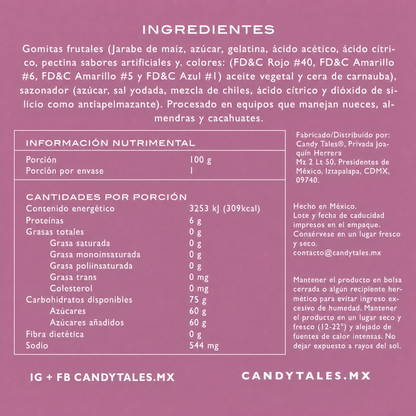 Ingredientes e información nutrimental de Gummy Bears Enchilados