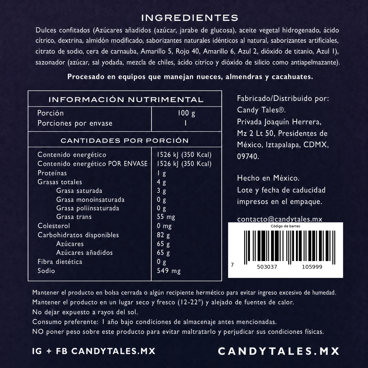 Ingredientes e información nutrimental de Fruit Chews Enchilados