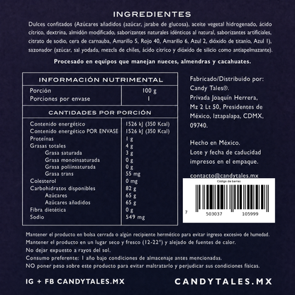 Ingredientes e información nutrimental de Fruit Chews Enchilados